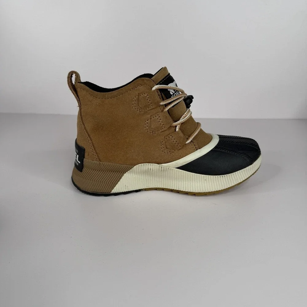 Sorel Waterproof Boots Kids Size 2‎ Brown Suede Duck Ankle Lace Up NY4564-224